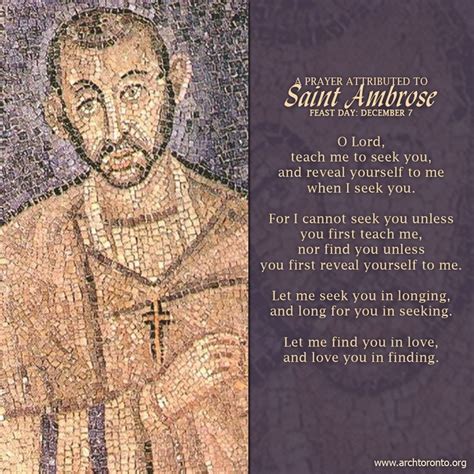 Prayer attributed to Saint Ambrose; Feast Day: December 7 | Catholic ...