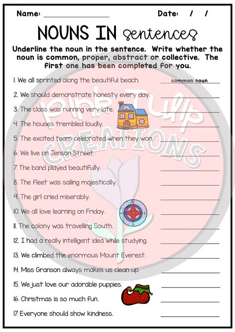 Nouns Worksheet Pack - Common, Proper, Abstract, Collective, and Pronouns