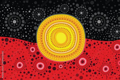 Dot painting in aboriginal style using the colors of the aboriginal ...