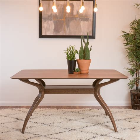 Mabel Natural Walnut Finish Wood Mid Century Modern Dining Table - LAVORIST