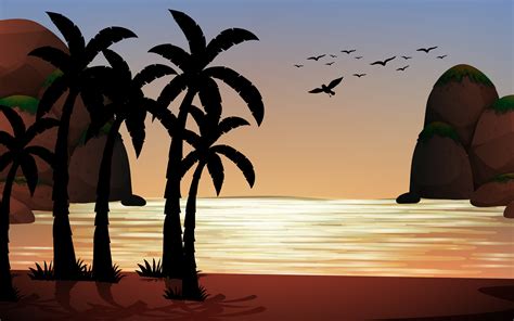 Beach Sunset Silhouette Svg