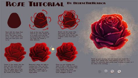 Rose Tutorial by https://www.deviantart.com/believethehorror on ...