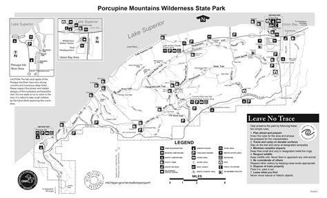 Wilderness State Park Porcupine Mountains Map