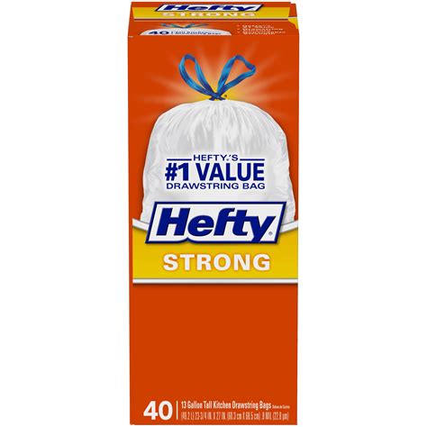 Hefty® Strong Tall Kitchen Trash Bags, 13 Gallon, 40 Bags - Walmart.com ...