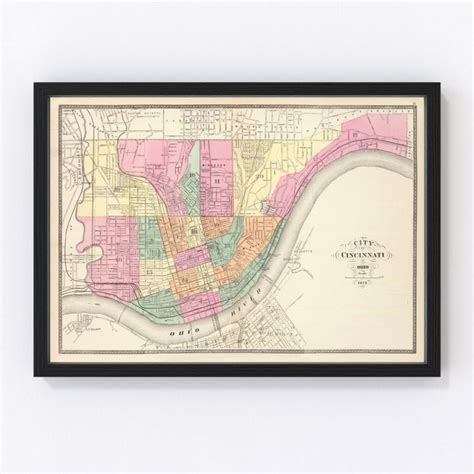 Vintage Map of Cincinnati, Ohio 1872 by Ted's Vintage Art