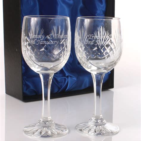 Engraved Cut Crystal Anniversary Wine Glasses Tools Store