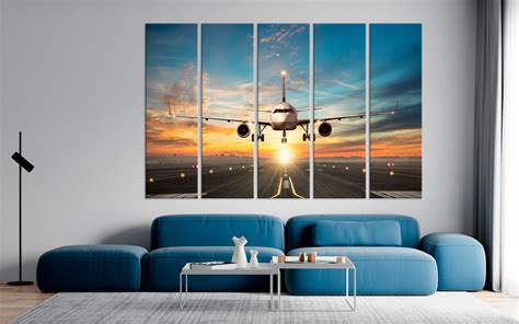 Airplane Canvas Wall Art Aviation Gift Runway Print - Etsy