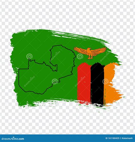 Flag Zambia from Brush Strokes and Blank Map of Zambia. High Quality ...