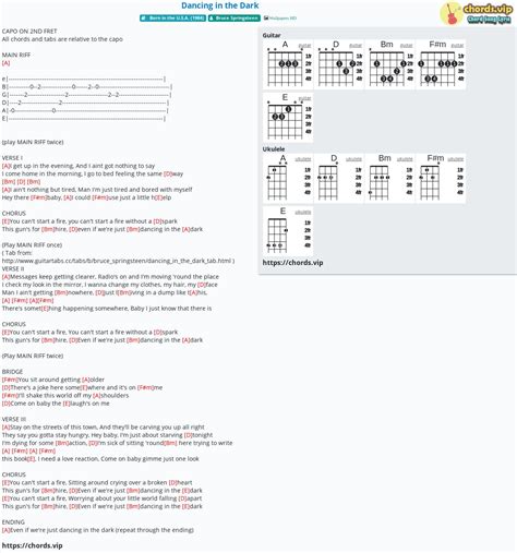 Chord: Dancing in the Dark - tab, song lyric, sheet, guitar, ukulele ...