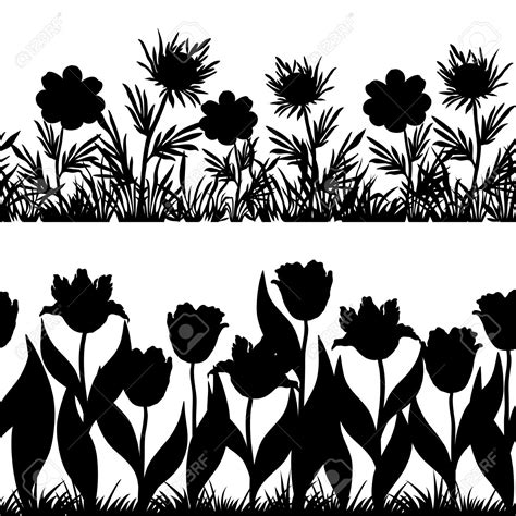 grass flowers clipart silhouette - Clipground