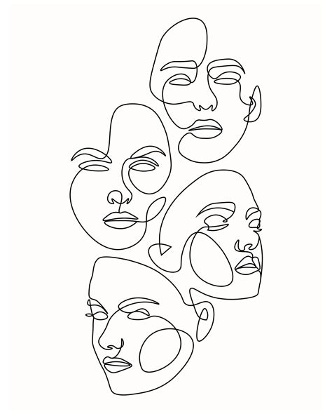 #abstract #face #art #abstractfaceart Multiple Face One Line Art ...