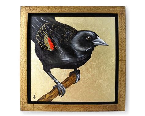 Red Wing Blackbird painting original red-winged black bird