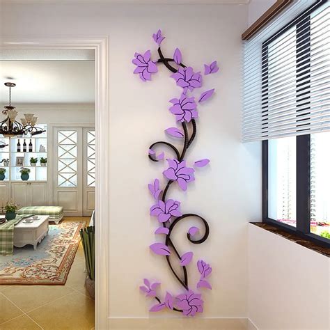 45x150cm Large Wall Stickers 3D Romantic Rose Flower Wall Sticker ...