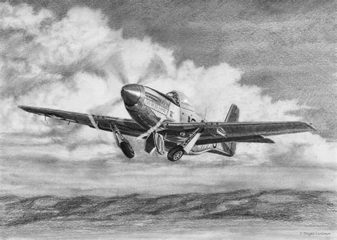 North American P-51 Mustang Takeoff Drawing by Douglas Castleman | Pixels