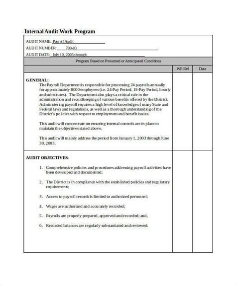 Internal Audit Program Template