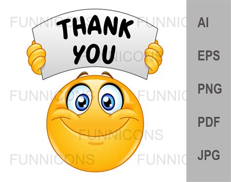 Emoji with thank you sign vector clipart illustration ai eps | Etsy