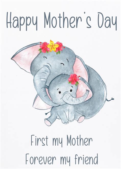 Mothers Day Card / Elephant Card / Elephants / Mothers Day / | Etsy