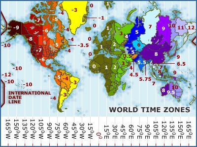 Map of 24 hour time zones - The working Thames - Port Cities