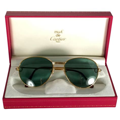 New Vintage Cartier Oval St Honore Gold 51mm 18k Plated Sunglasses ...