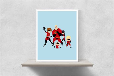 The Incredibles Family Minimalist Poster Pixar Poster Pixar | Etsy