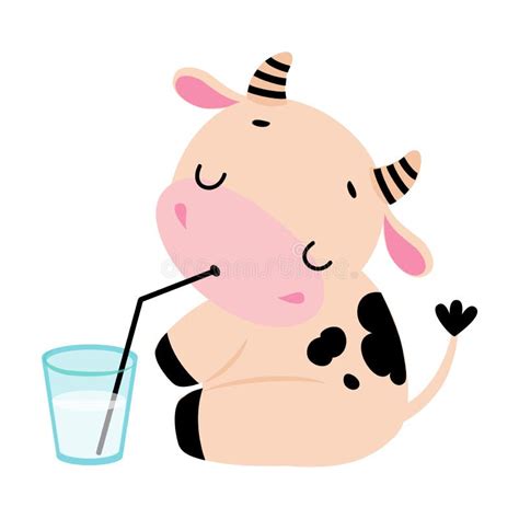 Funny Cow Drinking Milk Stock Illustrations – 164 Funny Cow Drinking ...