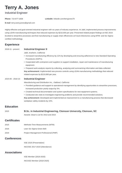 Industrial Engineer Resume Examples [2025 Guide]