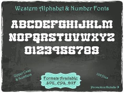 Western Alphabet & Numbers Fonts .SVG .EPS .DXF by TheSVGFontStore