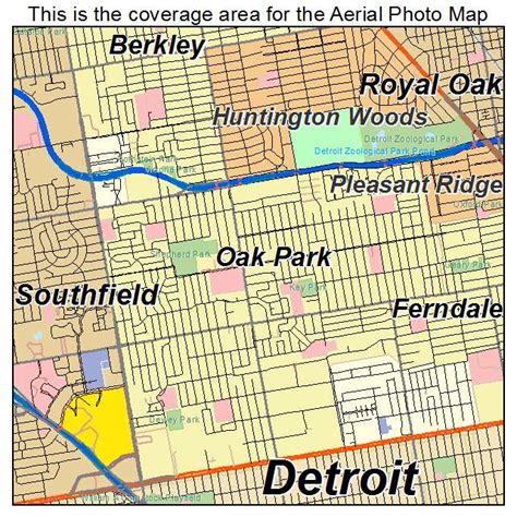 Aerial Photography Map of Oak Park, MI Michigan