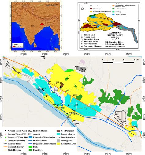 Geological map of the study area (Damodar river basin, India) and ...