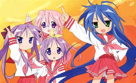 Lucky Star HD Wallpaper: Miyuki, Tsukasa, Konata & Kagami in Action