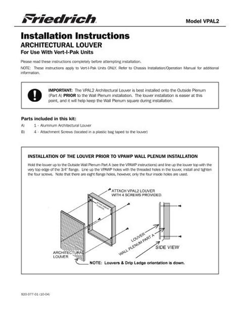 Vert-I-Pak VPAL2 Architectural Louver Installation - Friedrich Air ...