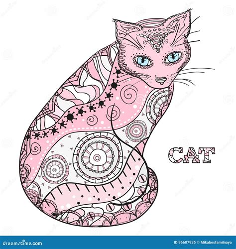 Cat. Design Zentangle stock vector. Illustration of mammal - 96607935