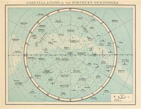 Northern Hemisphere constellations. Night sky. Star chart. THE TIMES ...