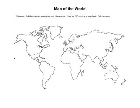 Blank Map Of Continents And Oceans Printable