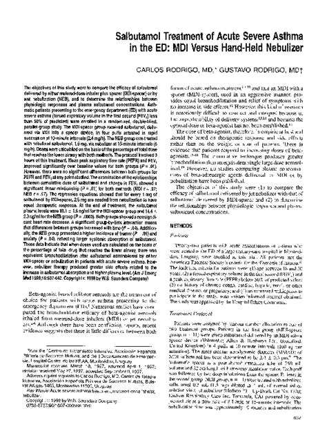 (PDF) Salbutamol treatment of acute severe asthma in the ED: MDI versus ...