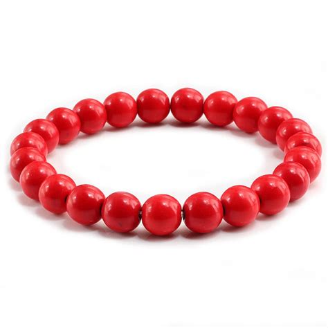 New Trendy Red Beaded Bracelets For Women Natural Stone Strand Distance ...