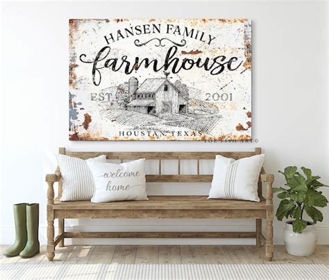 Custom Family Name Sign Rustic Farmhouse Sign Modern Farm Wall | Etsy