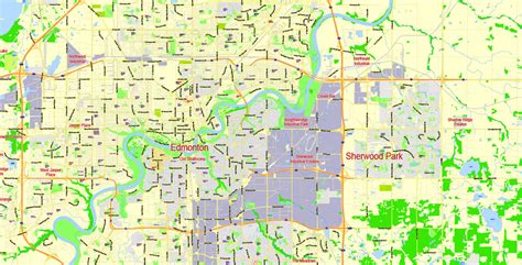 Map Edmonton PDF Vector Street Map editable City Plan Adobe PDF