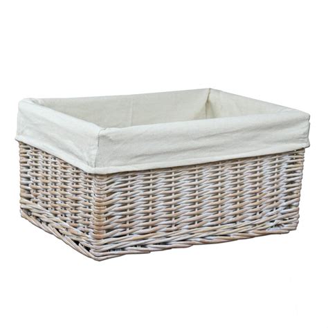 Keswick White Wash Wicker Storage Basket - The Basket Company