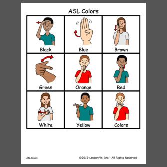 Printable Asl Signs For Colors