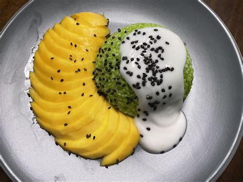 Pandan coconut mango sticky rice : r/FoodPorn