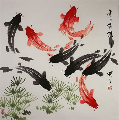 Large Koi Fish Painting - Asian Koi Fish Paintings & Wall Scrolls ...