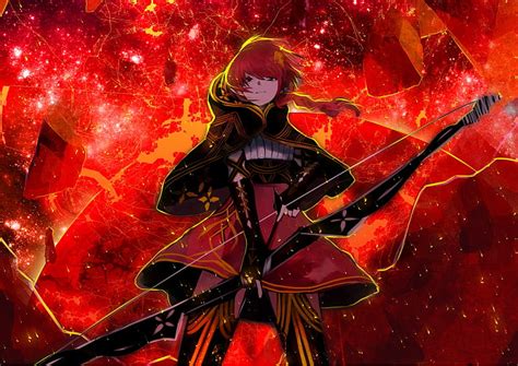 Bulletproof, red, fire, girl, anime, power, magic, anime girl, HD ...