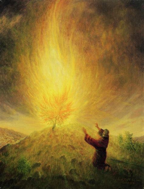 God and Moses at the Burning Bush Painting by Earl Mott - Pixels