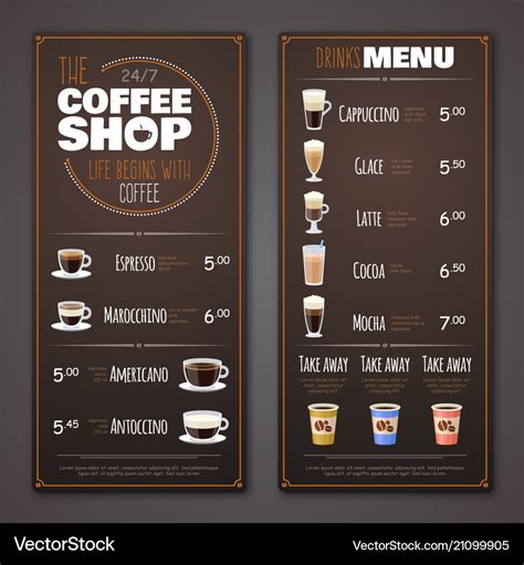 Coffee shop menu design template Royalty Free Vector Image