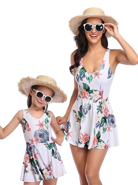 Mid-Ten - US Family Matching Mother Daughter One Piece Floral Print ...