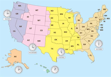 Map Of Us Time Zones Printable