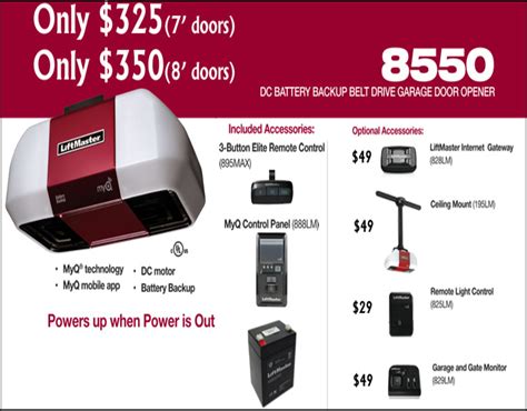 Liftmaster 8550 Garage Door Opener Elite Series Dc Battery Backup ...