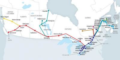 Via rail map - Via rail canada map (Canada)