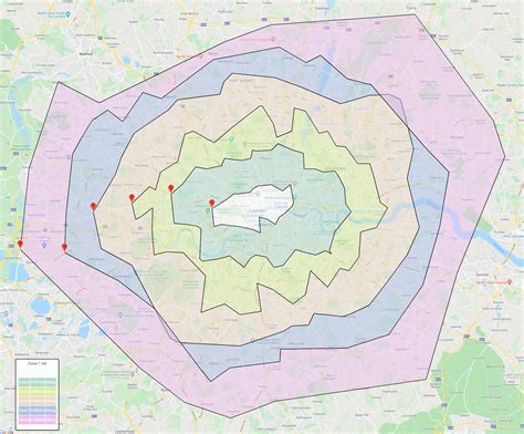 London Transport Zones drawn by using ConcaveHull method on Google Map ...